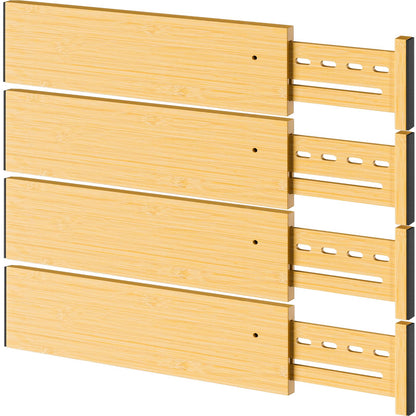 Bamboo Drawer Dividers, 4" High Drawer Organizers for Clothes/Utensils