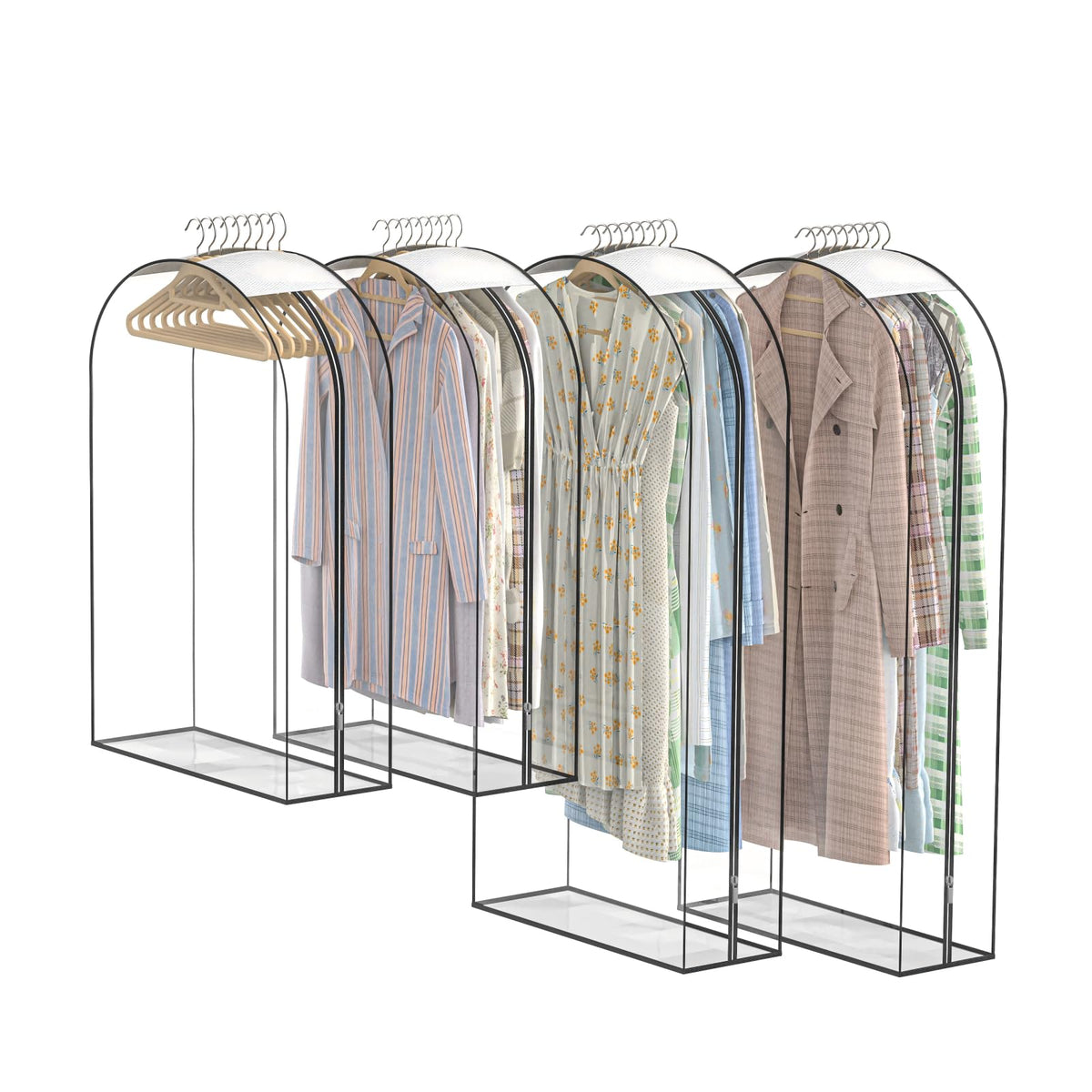 Clear Garment Bags for Hanging Clothes, 4-Pack, 2x40"+2x50"