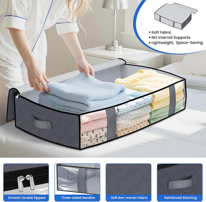 TasticTotes 4 Pack Under Bed Storage Containers, 60L Blanket Storage Bags