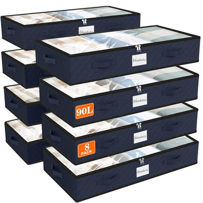 90L Under Bed Storage Containers, Storage Bags, Organizer, 4-Pack, Gray