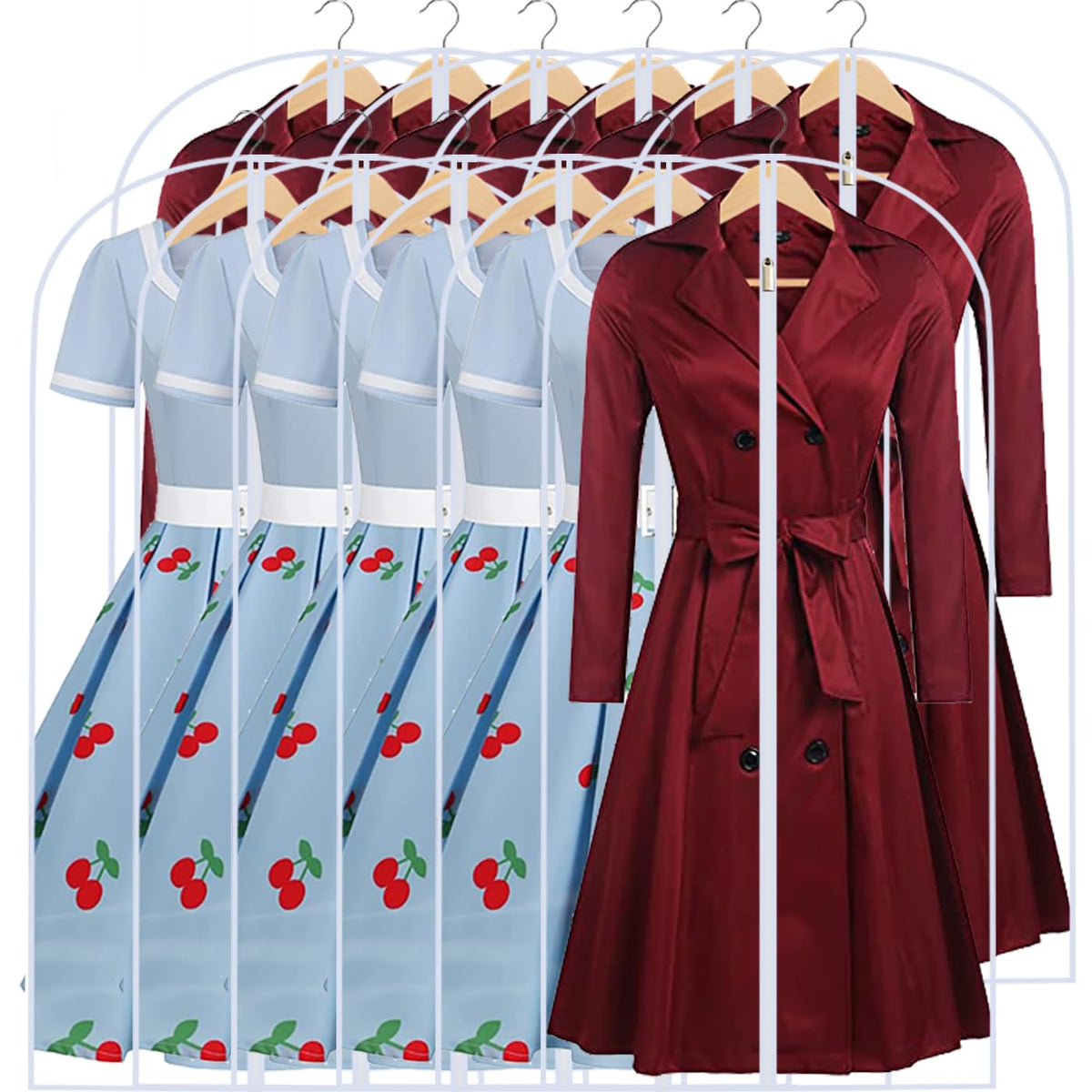 Garment Bags for Hanging Clothes 24"X48"Suit Bags for Closet Storage Plastic Waterproof Suit Cover Bags with Zipper for Suit, Sweaters, Coat Protector Travel Closet Clothing