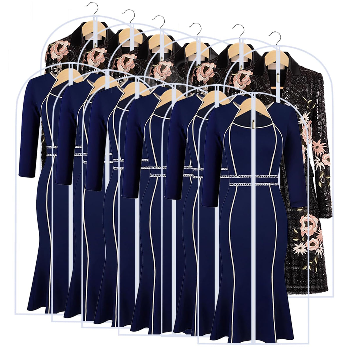 Garment Bags for Hanging Clothes 24"X48"Suit Bags for Closet Storage Plastic Waterproof Suit Cover Bags with Zipper for Suit, Sweaters, Coat Protector Travel Closet Clothing