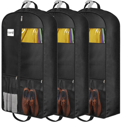 STEPONE 6.5" Gusseted Heavy Duty Garment Bags for Travel 43" Suit Bags for Closet Storage Hanging Clothes Bag with Pockets Mens Suit Holder for Shirts, Coats, Dresses, 2 Pack