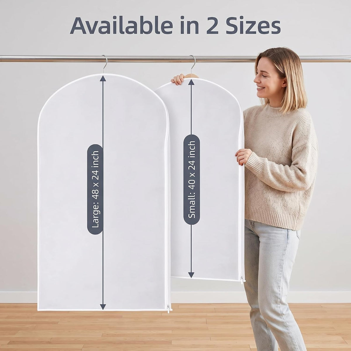 40" Garment Bags for Hanging Clothes, 6 Pack