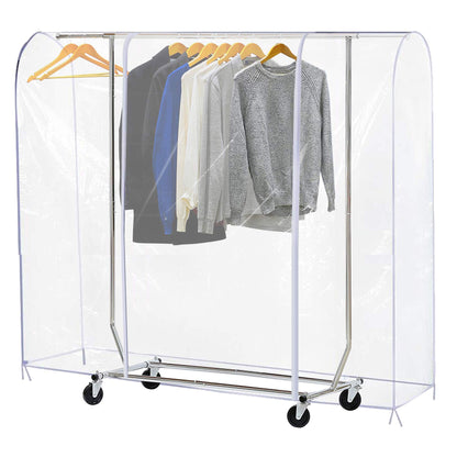 Ruibo Clear Garment Rack Cover Dustproof Clothes Rack Cover with 2 Durable Zipper/Clothing Waterproof Protector (L:71x20x60 inch)