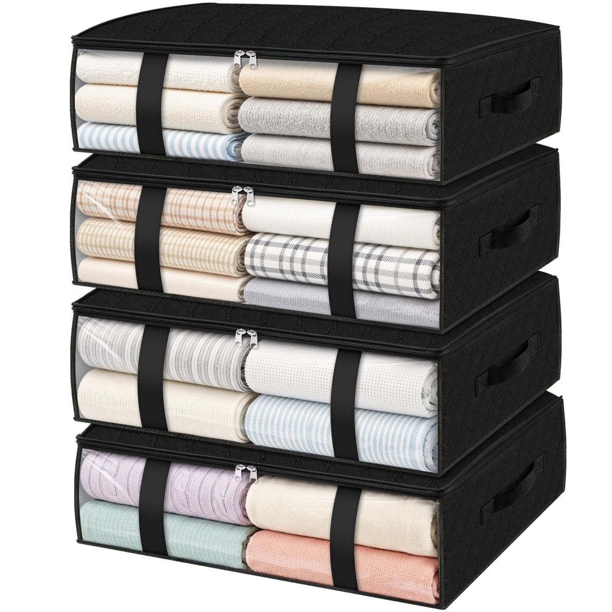 3 Pack Storage Bags, 40L Clothes Storage Containers, Foldable Storage Bins