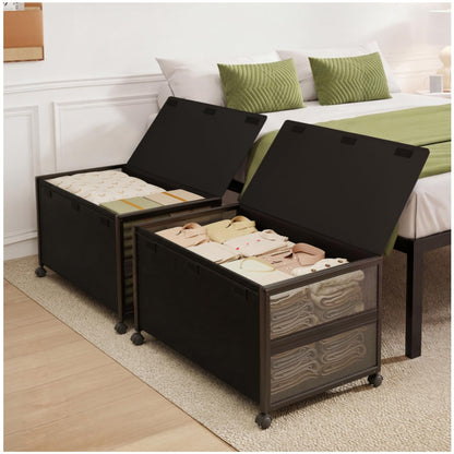 Fokyfok 2Pack Under Bed Storage Containers,12 inch Height,31 inch Long