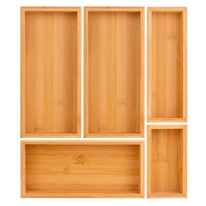 bamboo drawer organizer Set,expandable drawer dividers,wooden storage organizers,drawer organizers for kitchen, bathroom,flatware,Tea Bag Organizer (1 X 5PCS Natural)