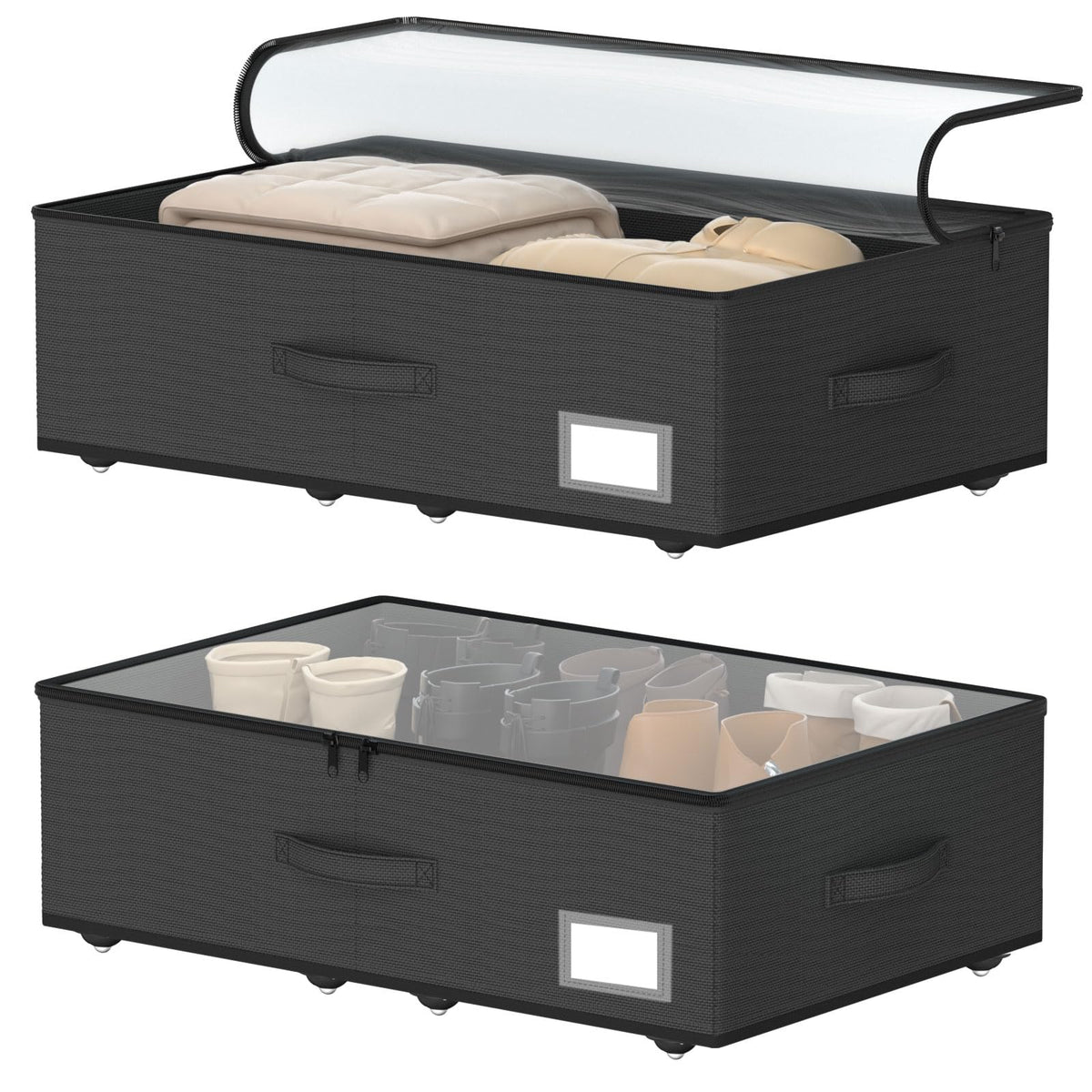 EE-RoomWorld Under Bed Storage with Wheels, 12 inches height，Beige
