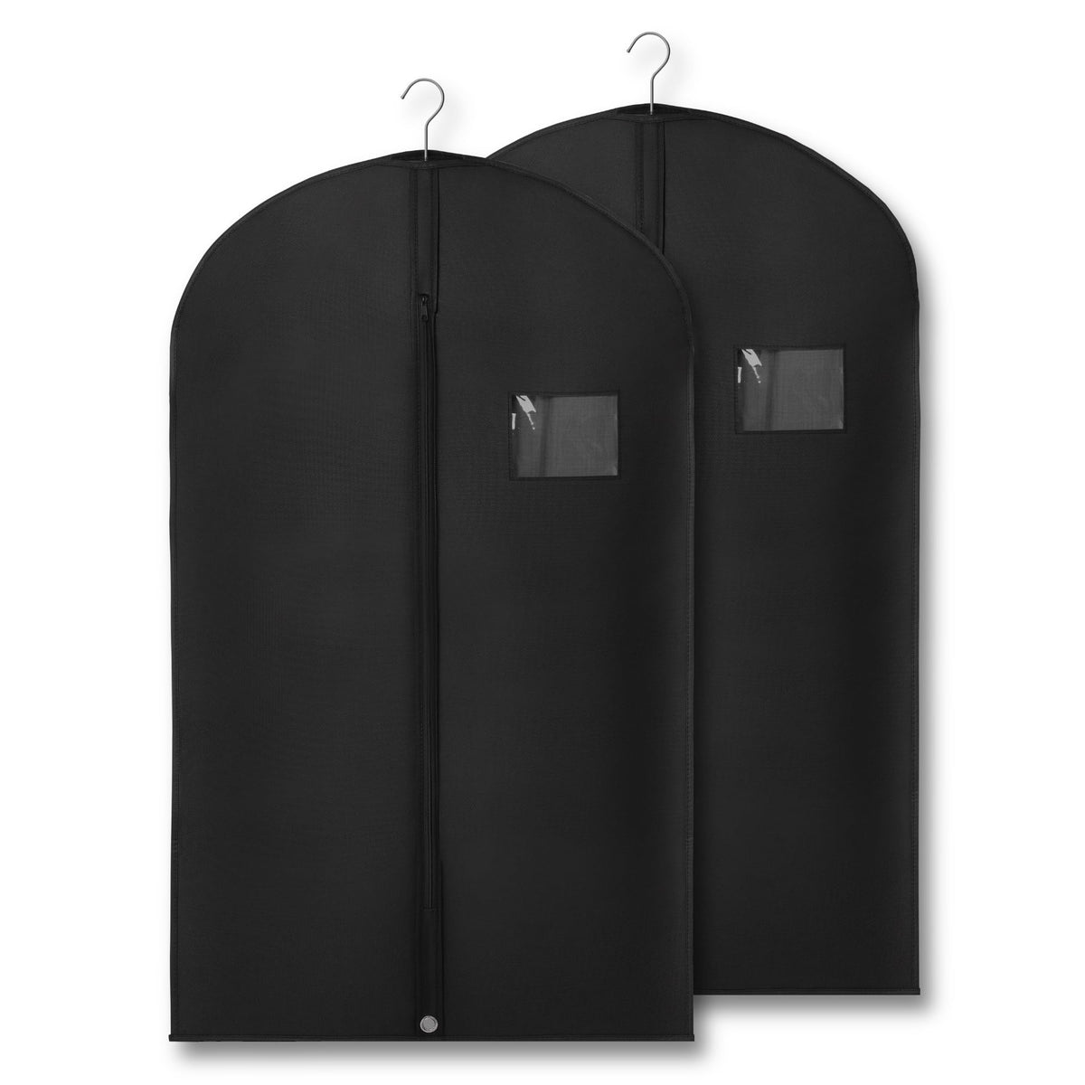 2-Pack Breathable Garment Bags for Hanging Clothes – Dust-Proof Suit & Dress Covers with Clear Window – Waterproof, Foldable Closet Storage Organizer for Coats, Gowns, and Jackets (White, 40")
