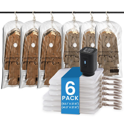 TAILI Hanging Vacuum Storage Bags for Clothes Space Saver 4 Combo Clear