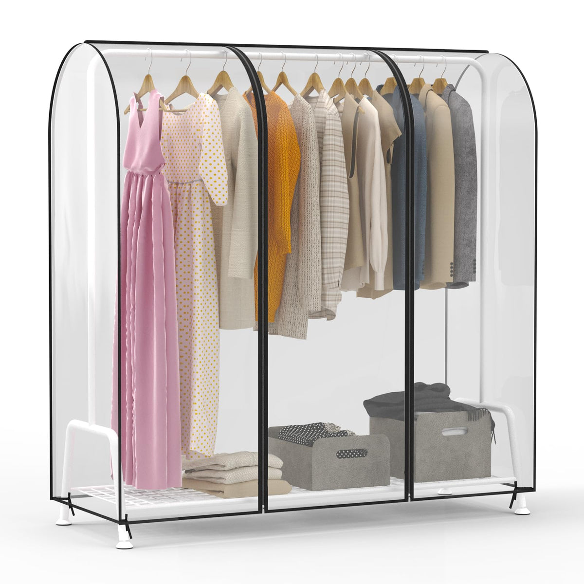 Zilink Clear Garment Rack Cover Transparent Clothes Rack Cover 50 in
