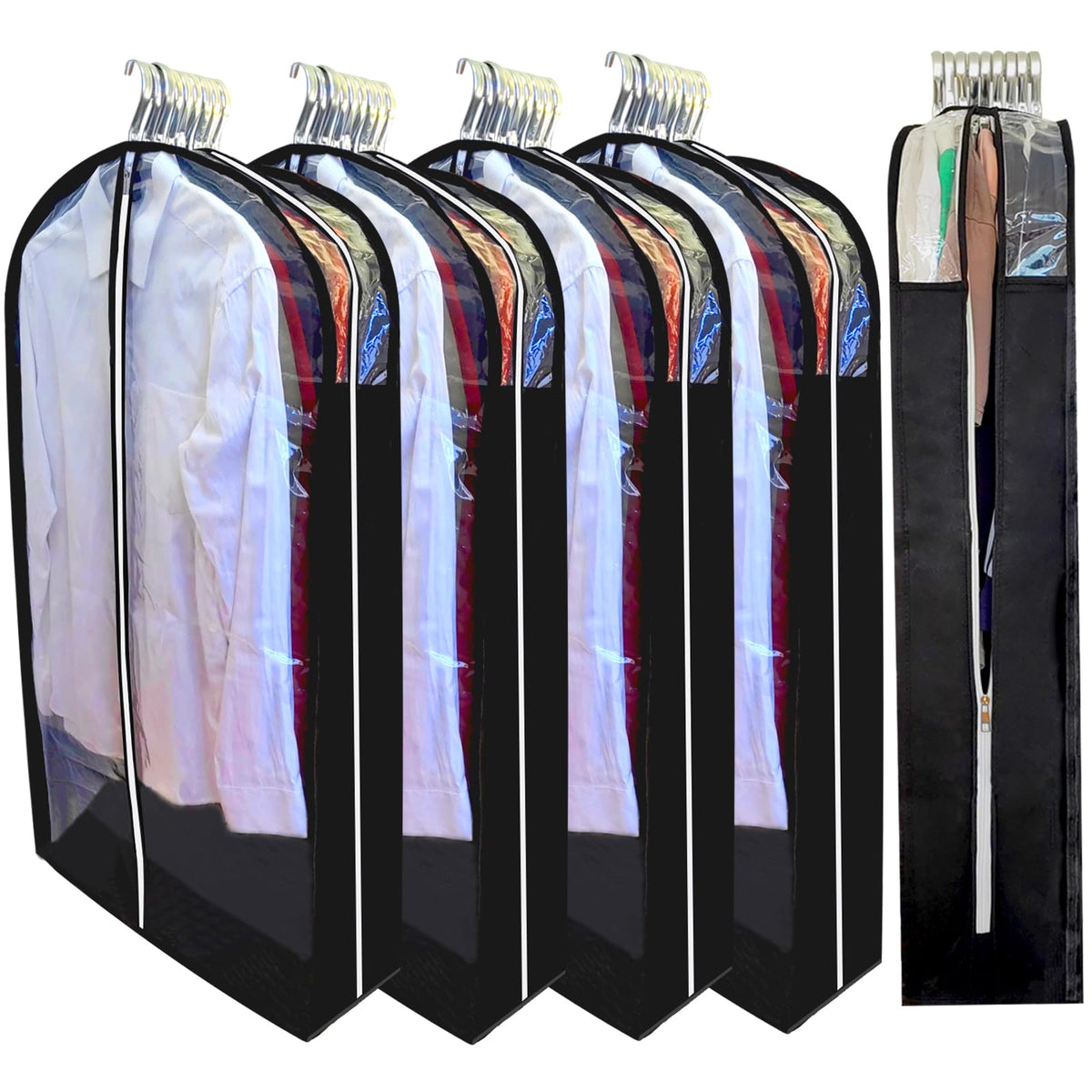 6.3" Gusseted Clear Suit Garment Bags for Storage Hanging Clothes