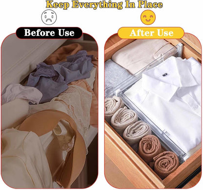 4 Pcs Drawer Dividers for Clothes,3.15" High 11.34"-19.69" clear