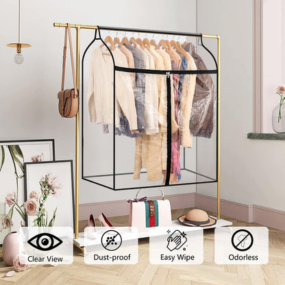 Hanging Garment Bag for Closet Winter Clothes Storage with Clear Window Coat Rack Cover Large Clothing Bags with Zipper Dust Proof Dress Protector (Big)