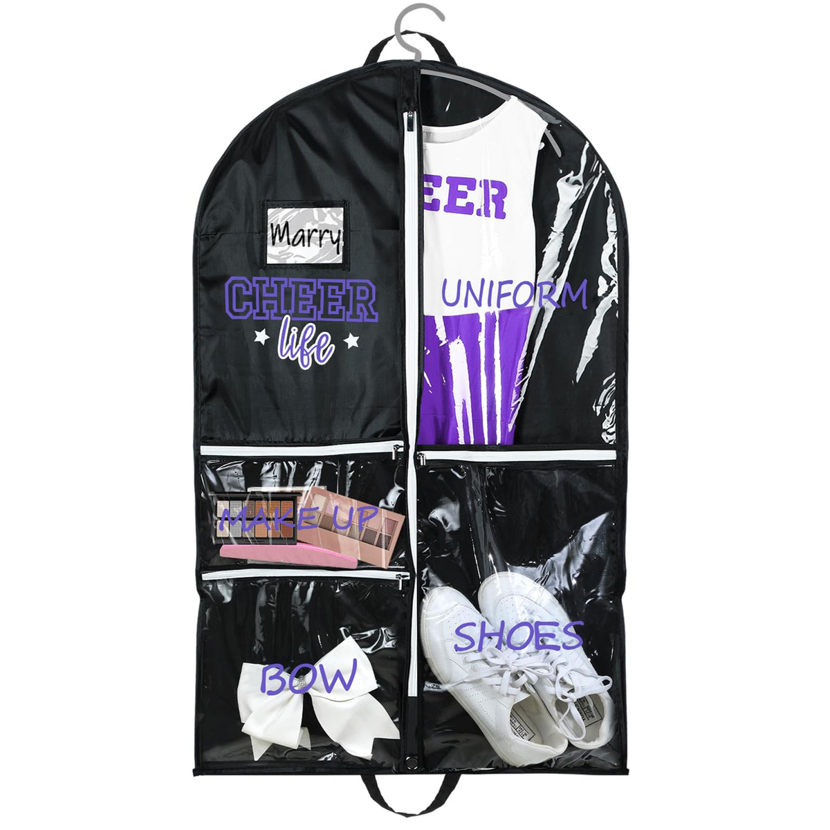 Blushtier 40" Cheer Uniform Garment Bag Cheerleading, Black,Gold