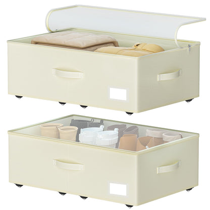 EE-RoomWorld Under Bed Storage with Wheels, 12 inches height，Beige