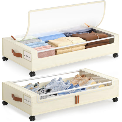 LAMU Under Bed Storage with Wheels, 2Pack Underbed Storage Containers,Black