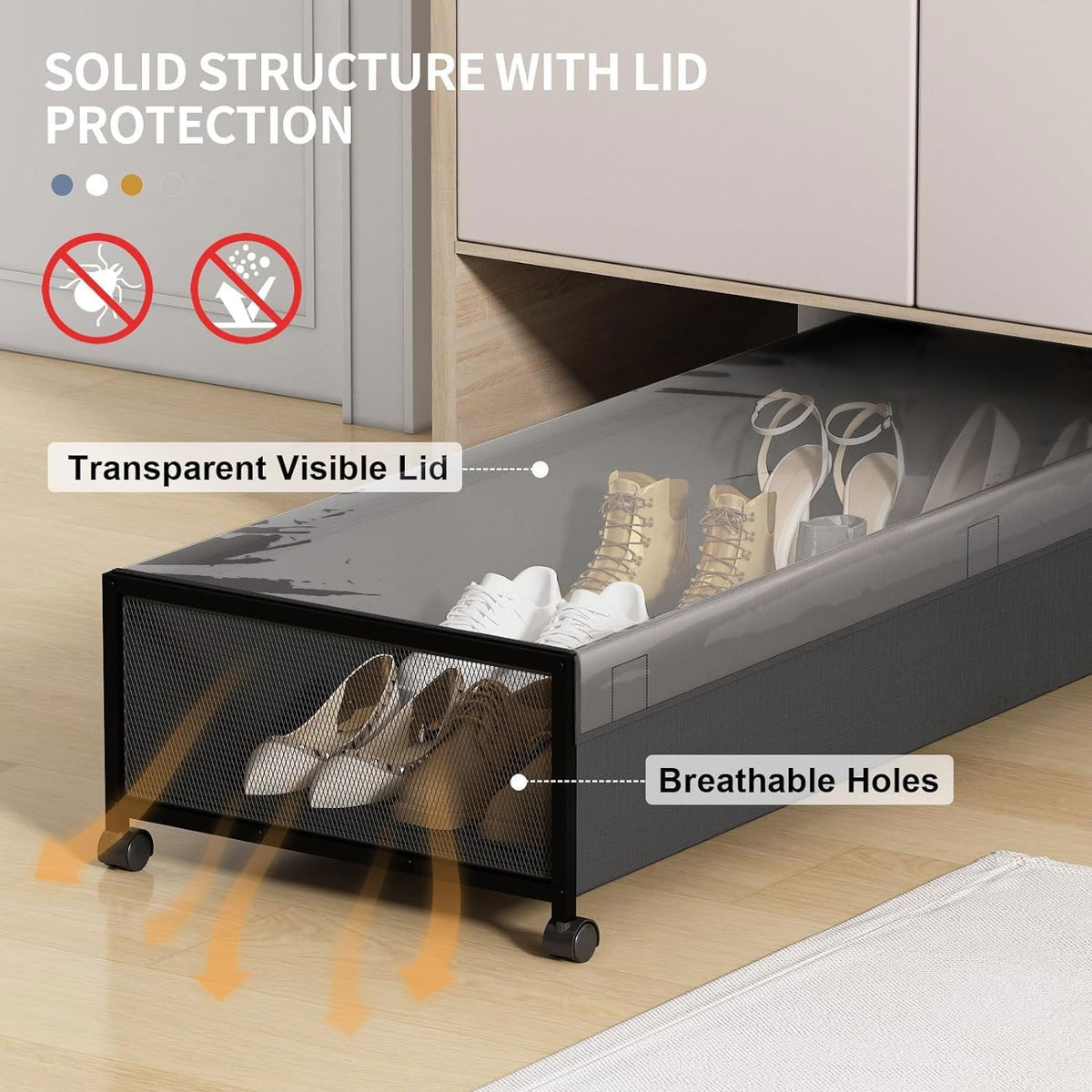 Eastherry Under Bed Storage with Wheels, 2 Pack 36" Extra Long Container