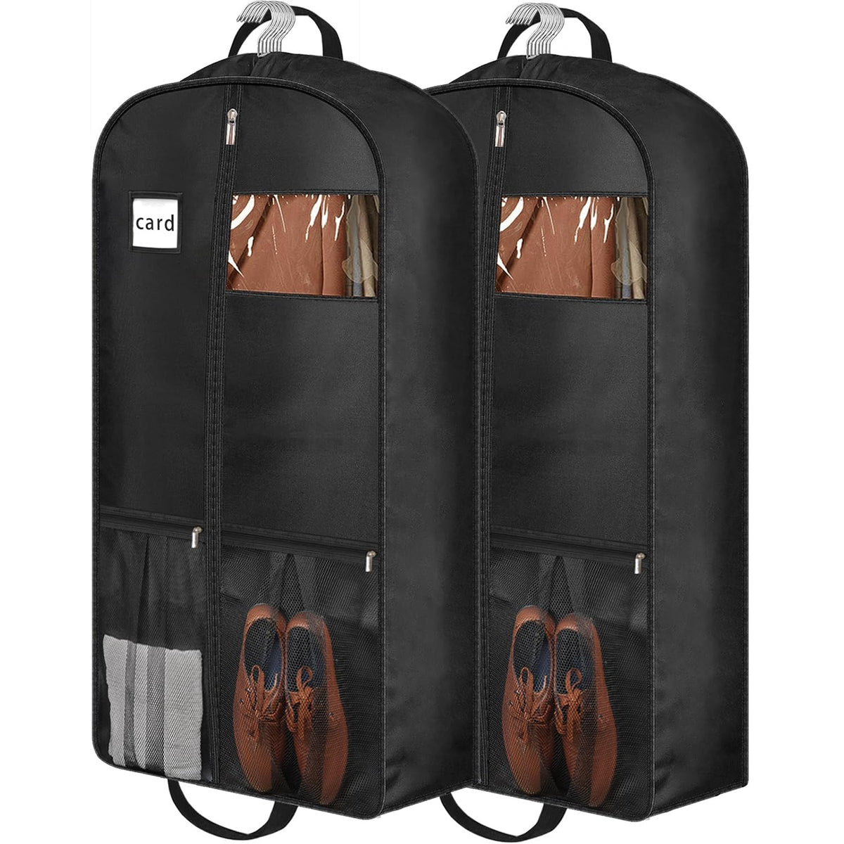 43" Heavy Duty Garment Bags for Travel 6.5" Gusseted Suit Bags for Closet Storage 2 Handles Hanging Clothes Bag with Pocket Mens Suit Cover for Shirts, Coats, Dresses, Suit Holder, 2 Pack