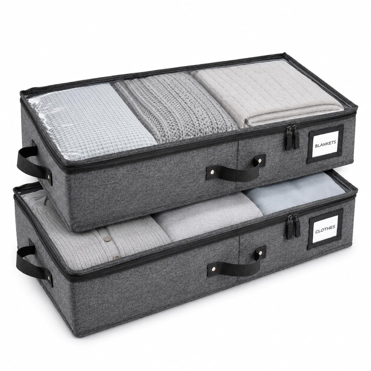 HOMELUX THEORY Under Bed Storage, Low Profile 2pc with Lid, Ivory