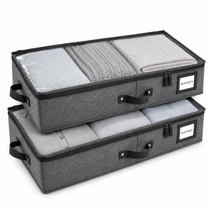 HOMELUX THEORY Under Bed Storage, Low Profile 2pc with Lid, Ivory