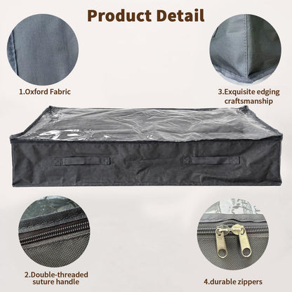 90L Under Bed Storage Bags, Black, 2 Pack
