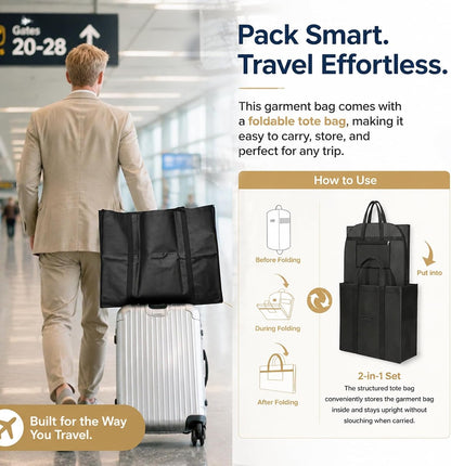 Premium Suit Bag for Travel, Wardrobe Garment Bag with Shoe Compartment