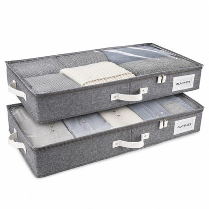 HOMELUX THEORY Under Bed Storage, Low Profile 2pc with Lid, Ivory