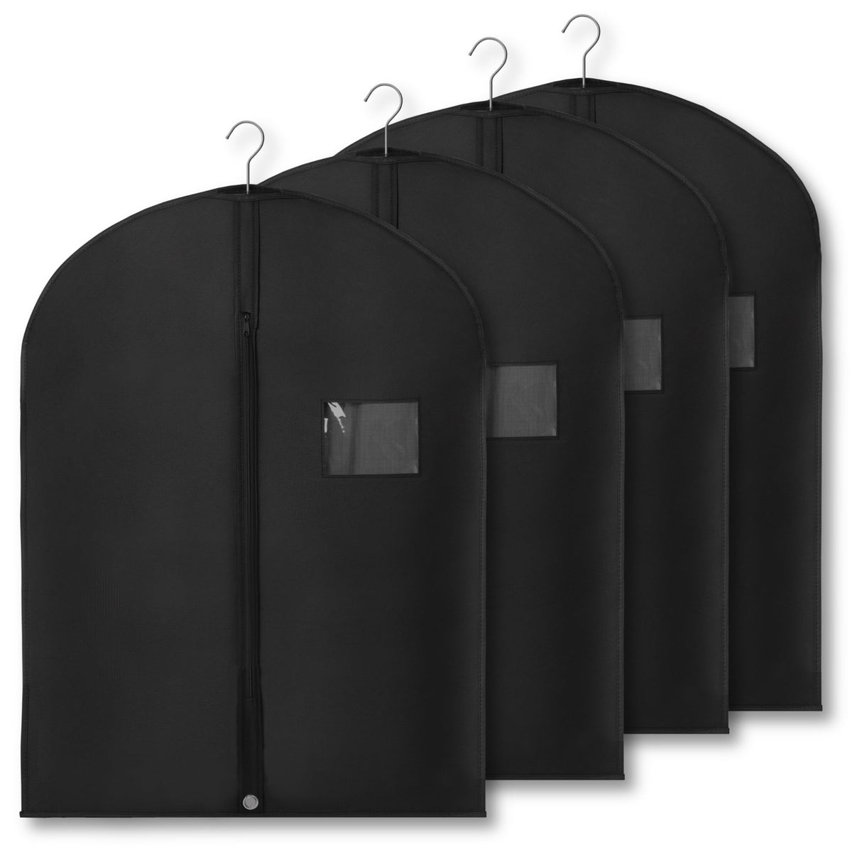 2-Pack Breathable Garment Bags for Hanging Clothes – Dust-Proof Suit & Dress Covers with Clear Window – Waterproof, Foldable Closet Storage Organizer for Coats, Gowns, and Jackets (White, 40")