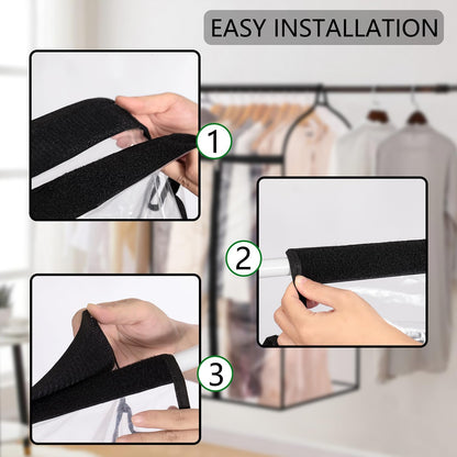 Hanging Garment Bag for Closet Winter Clothes Storage with Clear Window Coat Rack Cover Large Clothing Bags with Zipper Dust Proof Dress Protector (Big)
