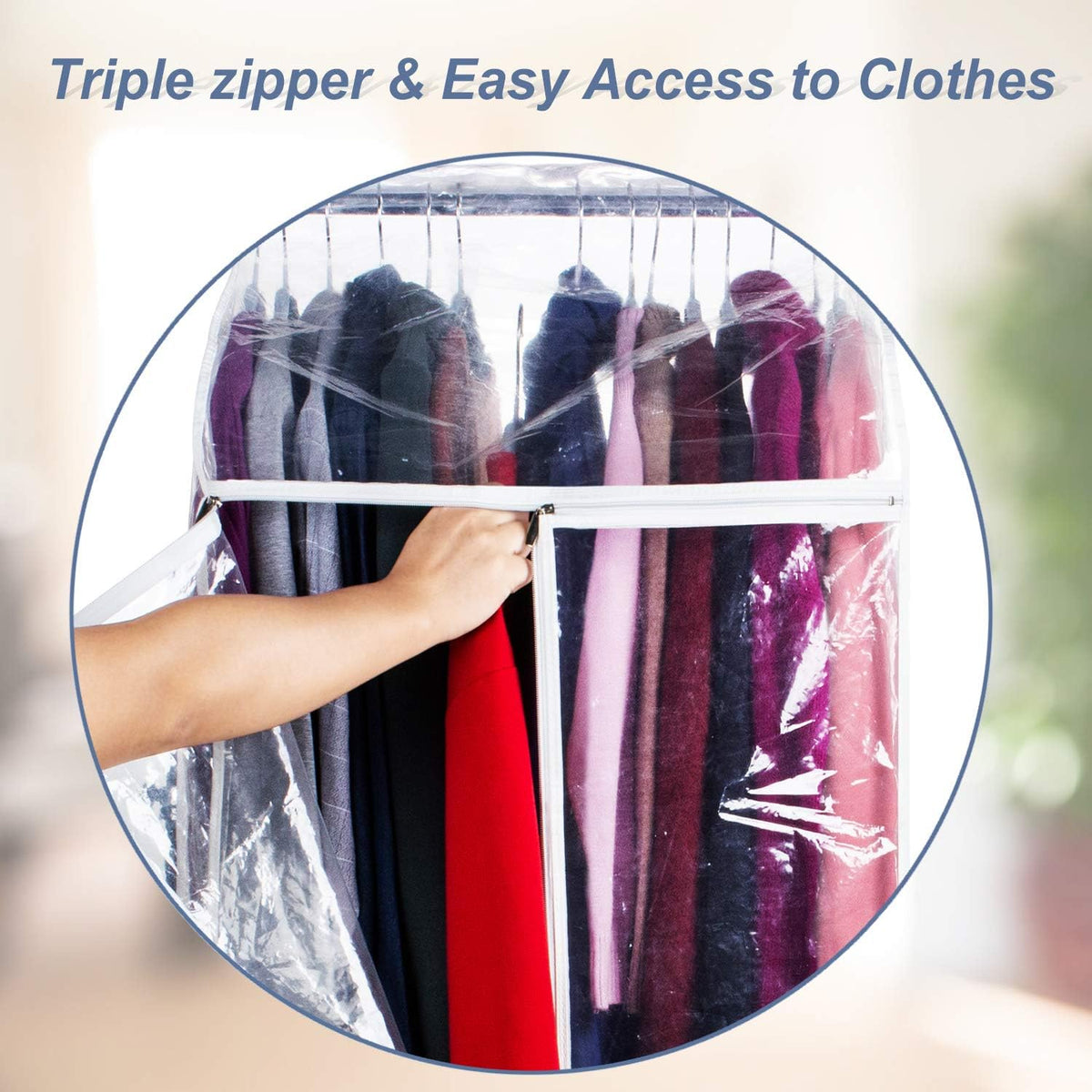 Zilink Clear Garment Bags for Storage Hanging Garment Rack Cover 40 in