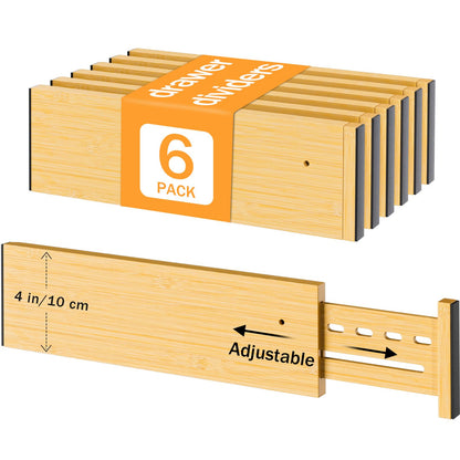 Bamboo Drawer Dividers, 4" High Drawer Organizers for Clothes/Utensils