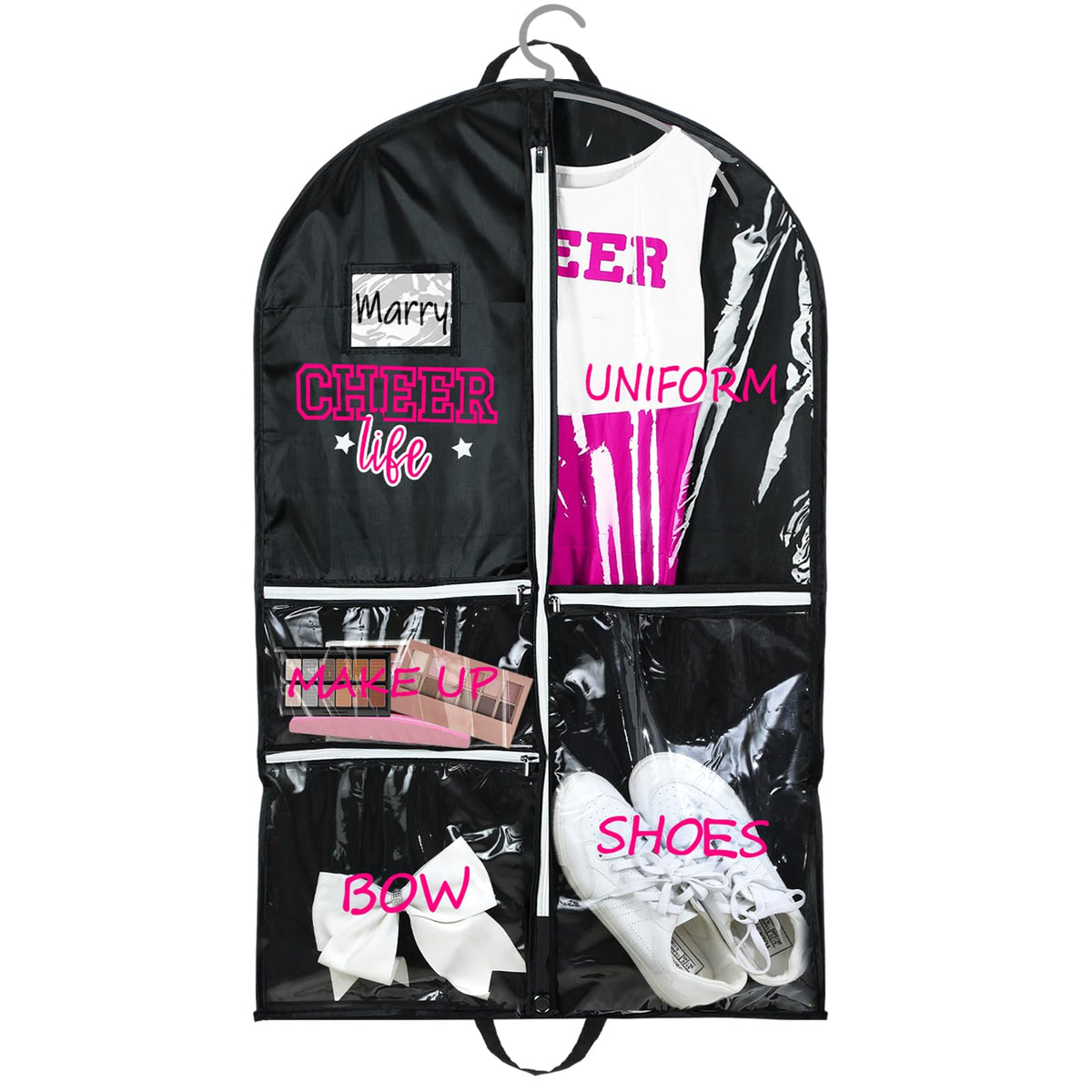 Blushtier 40" Cheer Uniform Garment Bag Cheerleading, Black,Gold