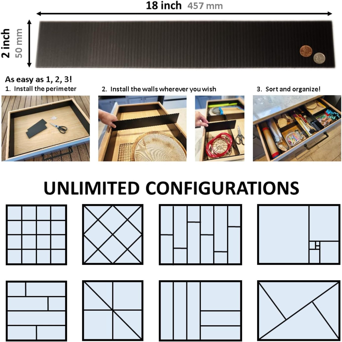 Customizable Grid Drawer Dividers, Cut to Fit Organizer