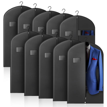 Hleelomi 5 Pack 40-inch Suit Bag Garment Bag for Travel and Storage, Garment Bags for Hanging Clothes with Zipper and Visible Transparent Window, Black