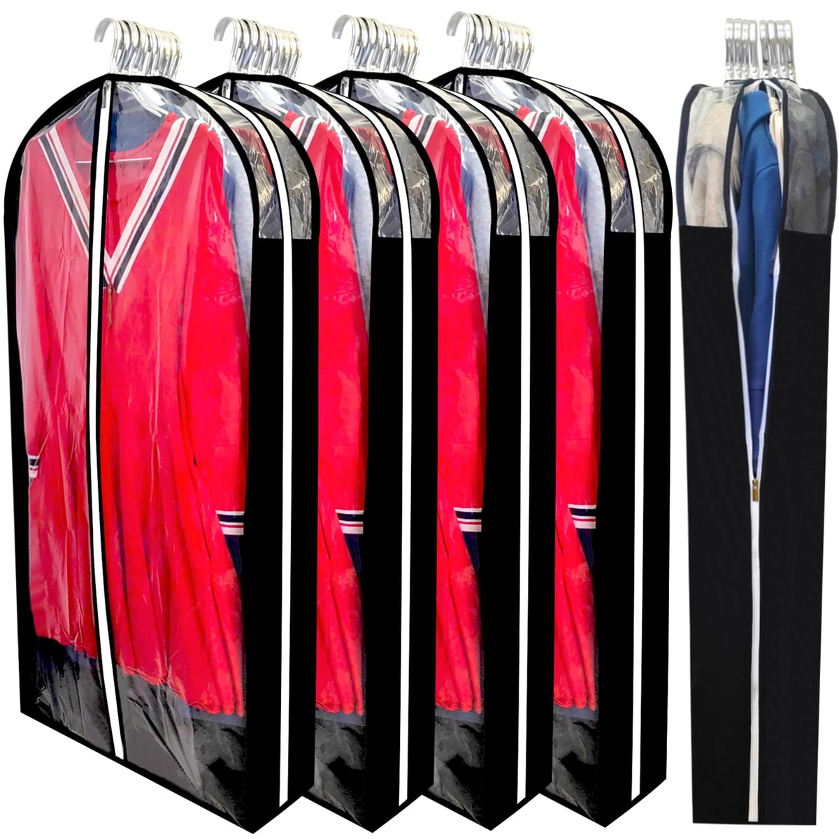 6.3" Gusseted Clear Suit Garment Bags for Storage Hanging Clothes