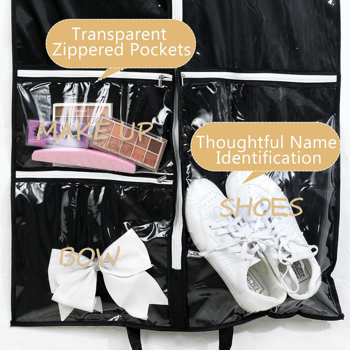 Blushtier 40" Cheer Uniform Garment Bag Cheerleading, Black,Gold