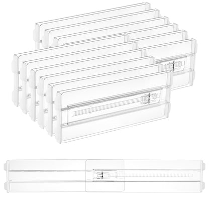 Vtopmart 12 Pack Drawer Dividers for Clothes, 4" High 10.2"-16.5" Adjustable Expandable Dresser Drawer Organizer, Clear Plastic Separators for Dresser, Baby Clothing, Underwear, Cosmetic, Toiletries