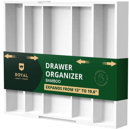ROYAL CRAFT WOOD Luxury Bamboo Kitchen Drawer Organizer for Kitchen Organization - Silverware Organizer, Utensil Holder & Cutlery Tray Drawer Dividers for Flatware Silverware Storage, 9 Slot, Natural