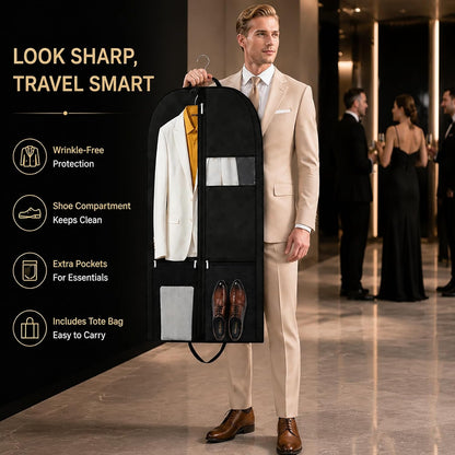 Premium Suit Bag for Travel, Wardrobe Garment Bag with Shoe Compartment
