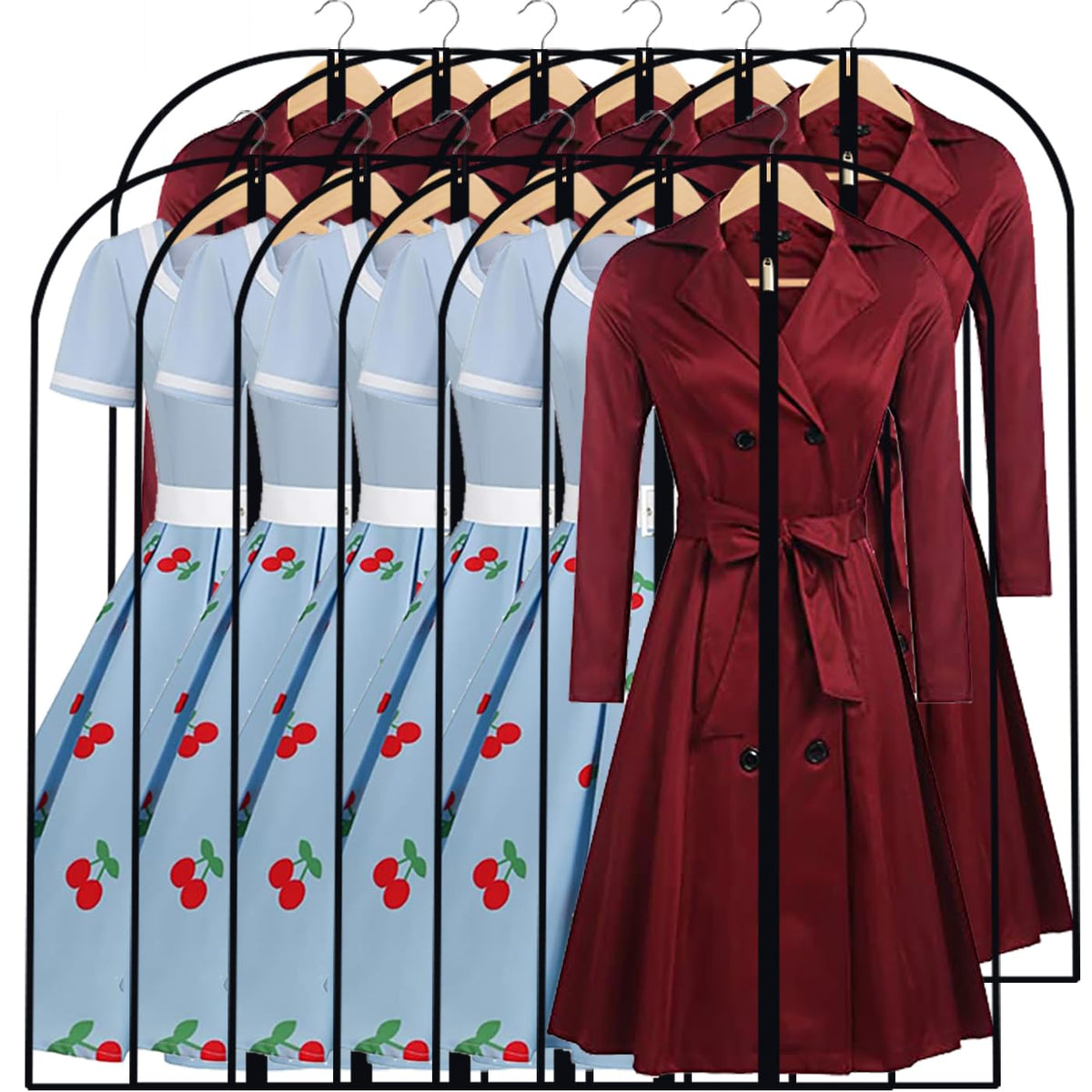 Garment Bags for Hanging Clothes 24"X48"Suit Bags for Closet Storage Plastic Waterproof Suit Cover Bags with Zipper for Suit, Sweaters, Coat Protector Travel Closet Clothing