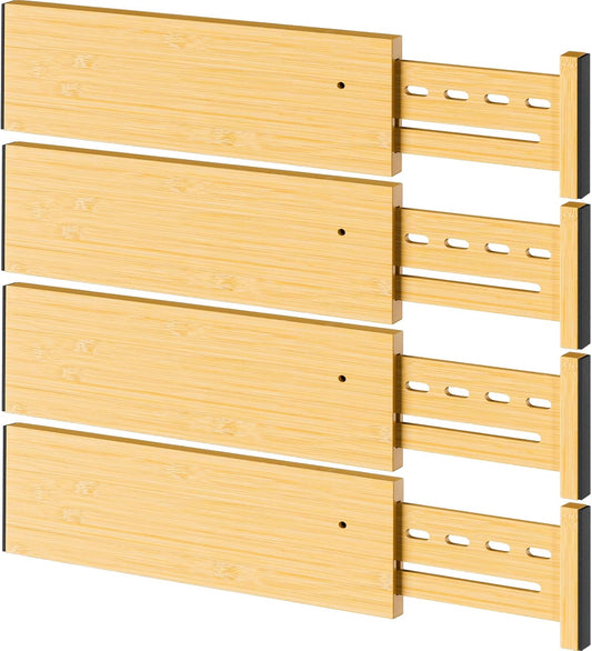 Bamboo Drawer Dividers, 4" High Drawer Organizers for Clothes/Utensils