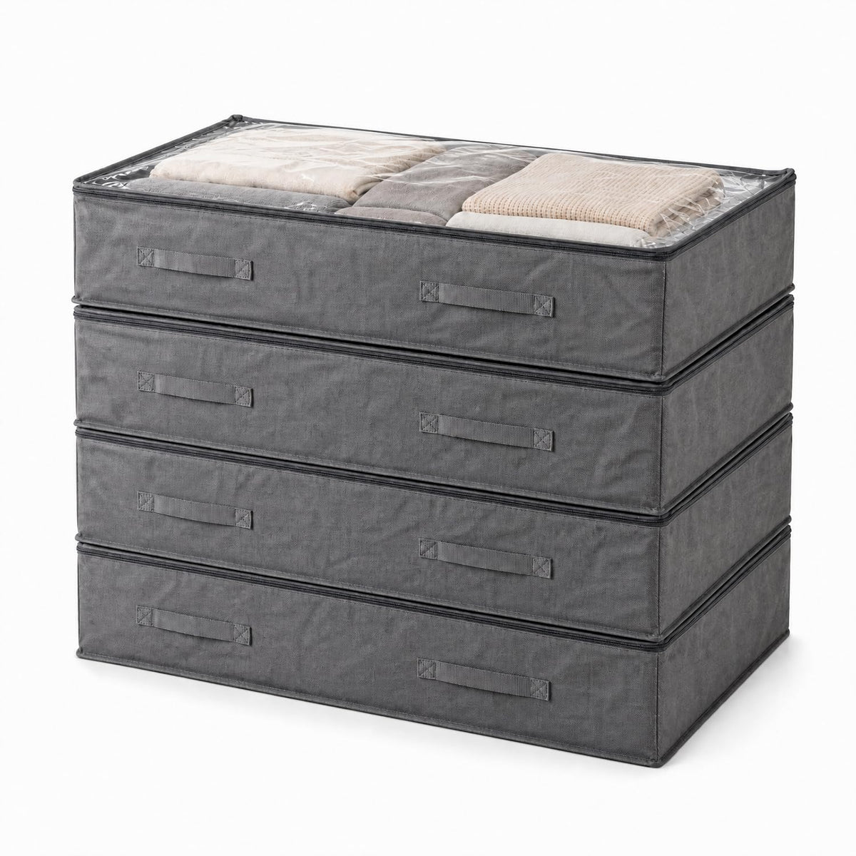 90L Under Bed Storage Bags, Black, 2 Pack