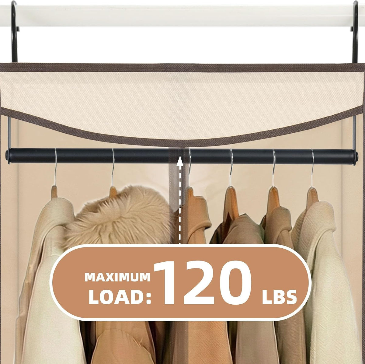 STORAGE MANIAC Garment Bags for Hanging Clothes, 57-Inch, Beige, 2-Pack