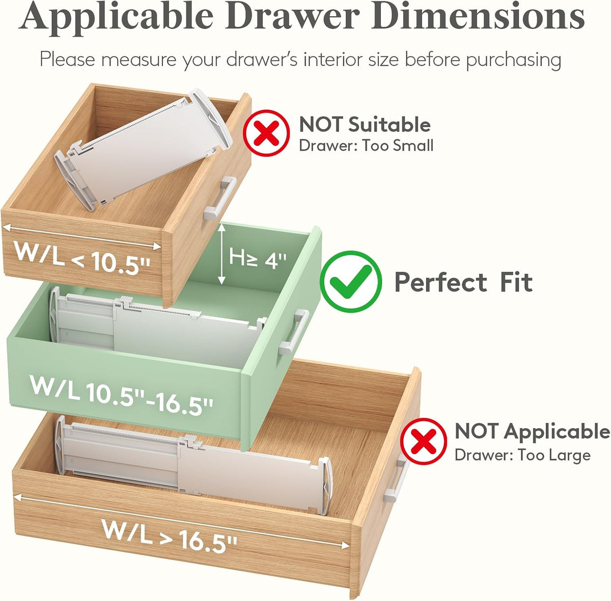 Lifewit 12 Pack 4" High Drawer Dividers, Adjustable Drawer Organizer Clothes