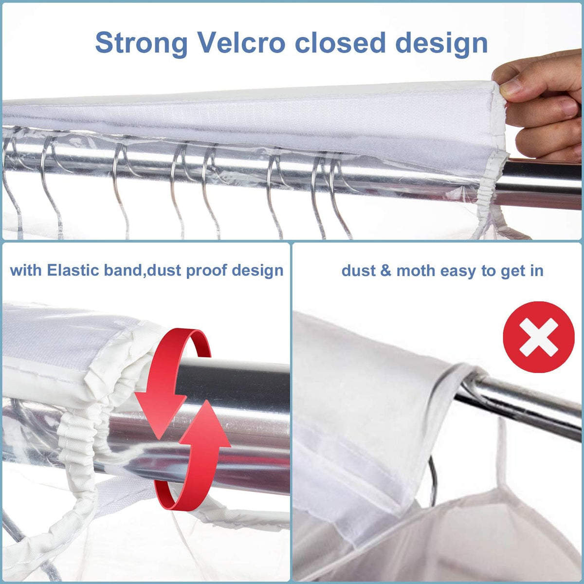 Zilink Clear Garment Bags for Storage Hanging Garment Rack Cover 40 in