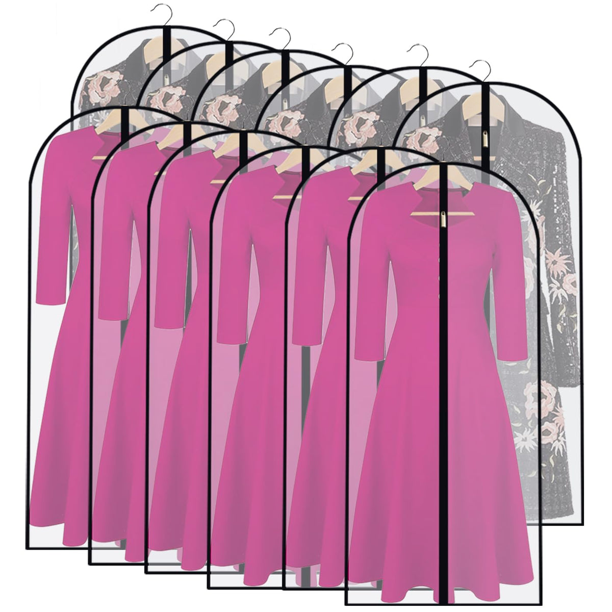 Garment Bags for Hanging Clothes 24"X48"Suit Bags for Closet Storage Plastic Waterproof Suit Cover Bags with Zipper for Suit, Sweaters, Coat Protector Travel Closet Clothing