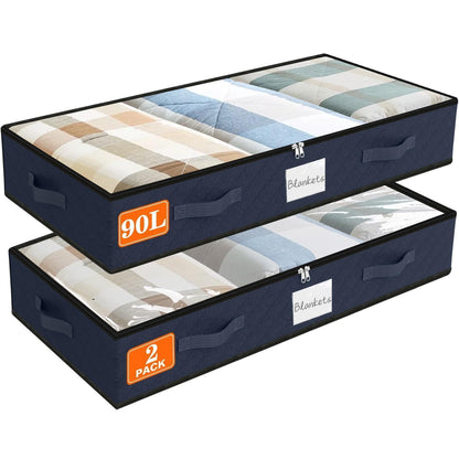 90L Under Bed Storage Containers, Storage Bags, Organizer, 4-Pack, Gray
