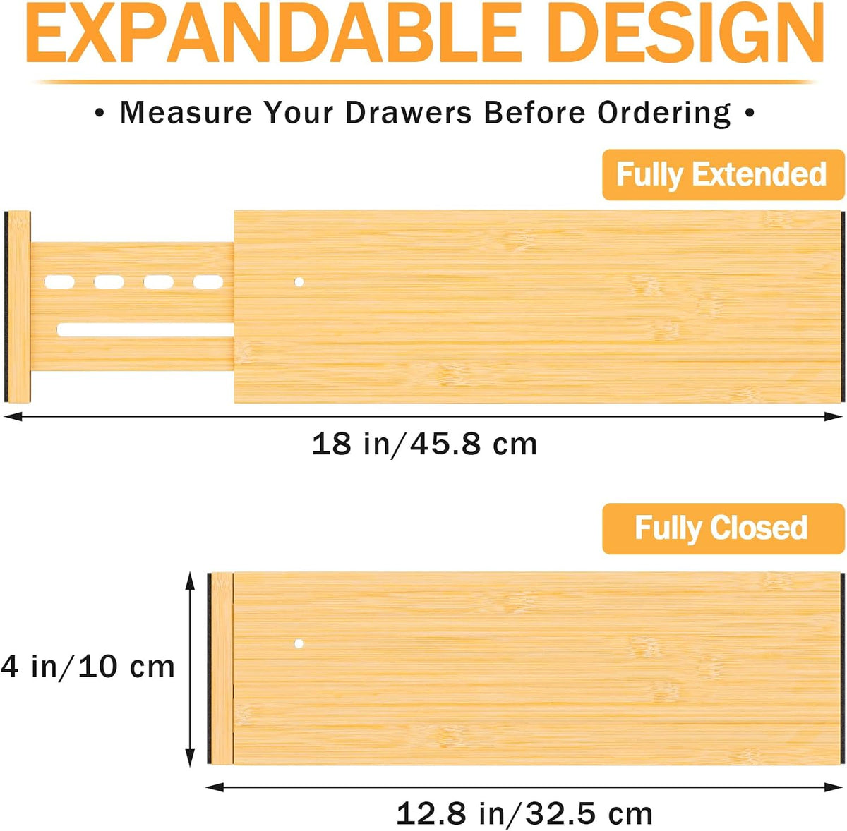Bamboo Drawer Dividers, 4" High Drawer Organizers for Clothes/Utensils